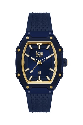 Silicone Quartz Horloge ICE Boliday - Marineblauw en Goudkleurig