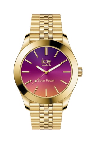 Stalen Quartz Horloge ICE Steel - Goudkleurig en Paars