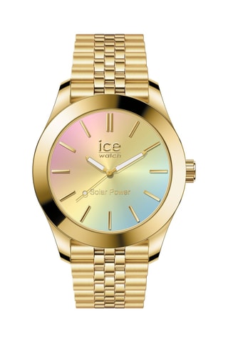 Stalen Quartz Horloge ICE Steel - Goudkleurig en Roze