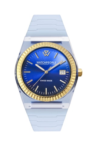 Silicone Quartz Horloge WP1 - Lichtblauw en Goudkleurig