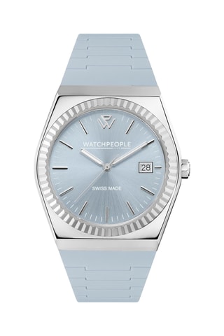 Silicone Quartz Horloge WP1 - Lichtblauw en Zilverkleurig 
