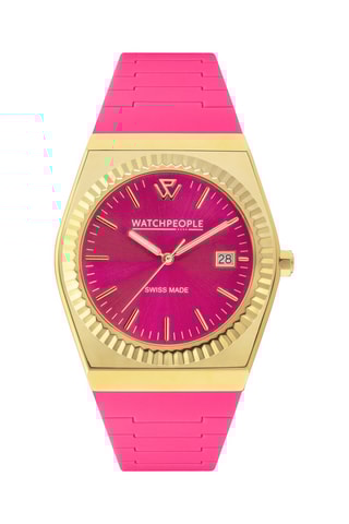 Silicone Quartz Horloge WP1 - Fuchsia en Goudkleurig 
