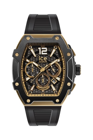 Silicone Quartz Horloge ICE Boliday - Chronograaf - Zwart en Goudkleurig