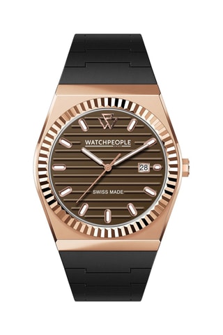 Silicone Quartz Horloge WP1 - Zwart en Roségoudkleurig