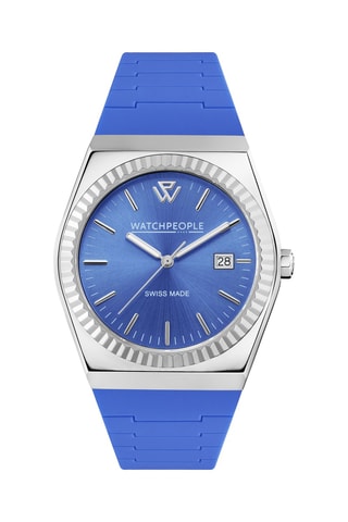 Silicone Quartz Horloge WP1 - Zilverkleurig en Marineblauw