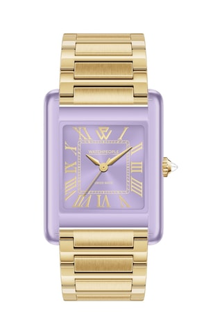 Stalen Quartz Horloge WP6 - Goudkleurig en Lichtpaars