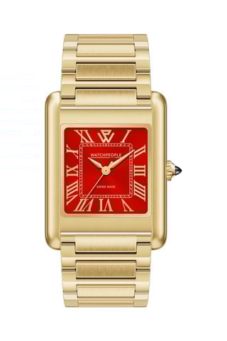 Stalen Quartz Horloge WP6 - Goudkleurig en Rood