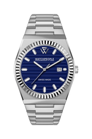 Stalen Quartz Horloge WP1 - Zilverkleurig en Marineblauw