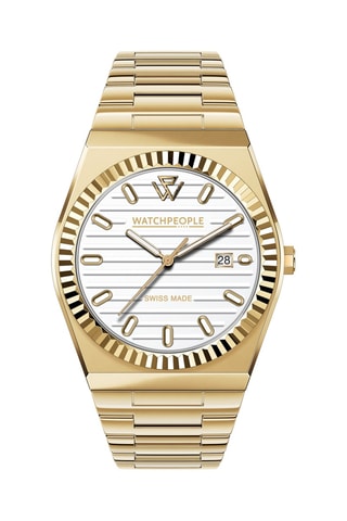 Stalen Quartz Horloge WP1 - Goudkleurig en Wit