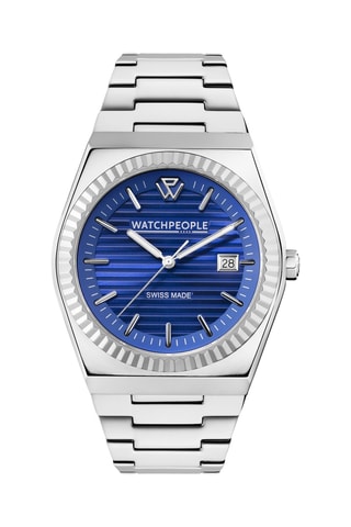Stalen Quartz Horloge WP1 - Zilverkleurig en Blauw
