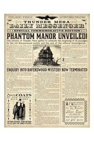 Journal Thunder Mesa Daily Messenger de Disneyland Paris - 29,7 x 42 cm