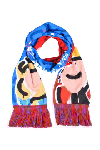 Echarpe réversible Alice et la Reine de Coeur : Retour aux pays des Merveilles - Bleu roi et blanc
