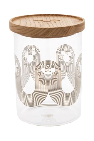Boîte de conservation en verre avec couvercle en bois Mickey Disney