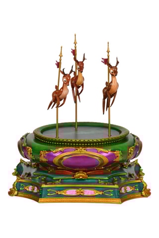 Figurine musicale du char du Père Noël de Mickey et sa Parade Étincelante de Noël - Vert et violet