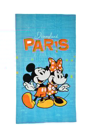 Serviette de plage en velours Mickey et Minnie Disney - Turquoise - 100 x 180 cm