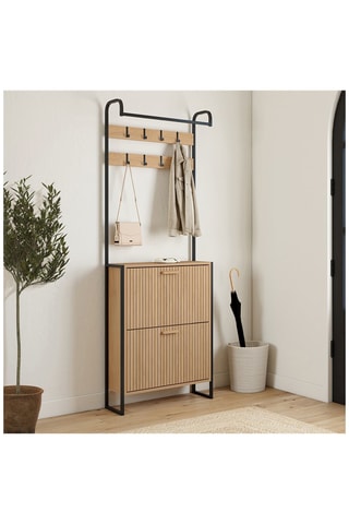 Vestiaire d'entrée 2 abattants Faustine - Imitation bois