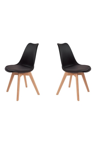 2 chaises Suedia - Noir et naturel - Pieds en hêtre