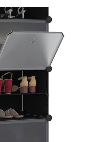 Meuble à chaussures cube - 24 paires - Noir et transparent