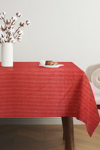 Nappe rectangulaire - Rouge et marron clair - 140 x 180 cm