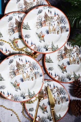 6 assiettes à dessert en porcelaine - 20 cm