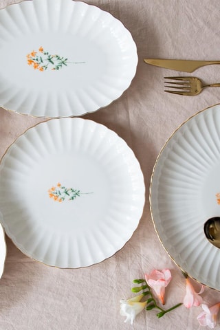 6 assiettes de service à gâteaux en porcelaine - 21 cm