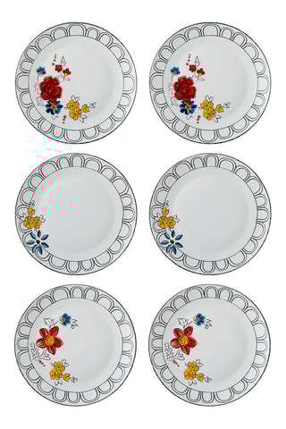 6 assiettes plates en porcelaine - 27 cm