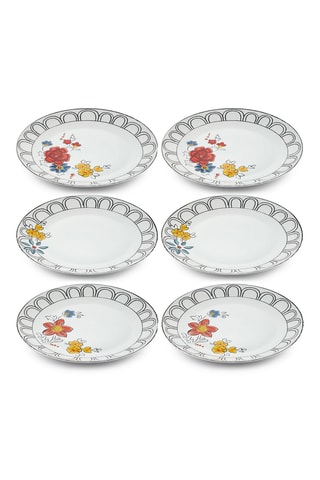 6 assiettes plates en porcelaine - 27 cm