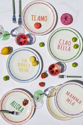 6 assiettes plates en porcelaine - 27 cm