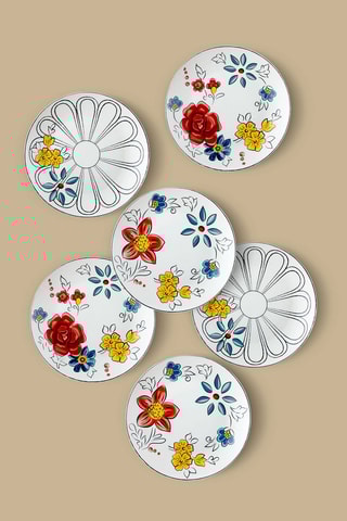 6 assiettes plates en porcelaine - 20 cm