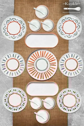 Service petit déjeuner en céramique - 21 pièces