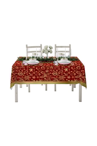 Nappe carrée - Rouge et doré - 140 x 140 cm