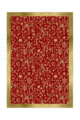 Nappe rectangulaire - Rouge et doré - 140 x 300 cm