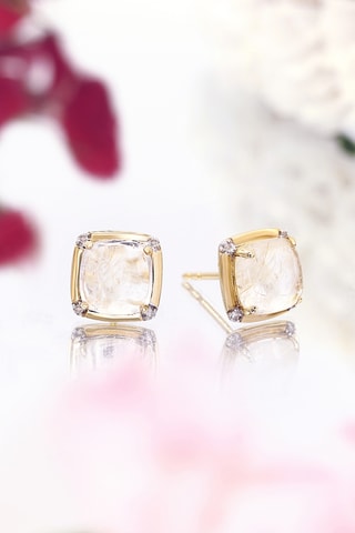 Brincos Belo Ouro amarelo, diamantes e quartzo rútilo