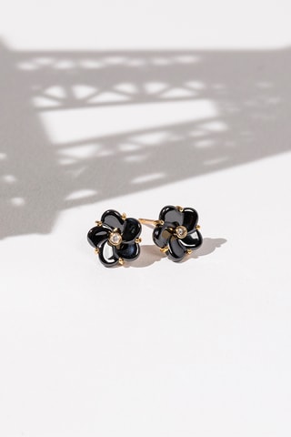 Brincos Fleur Ouro amarelo, cerâmica e diamantes