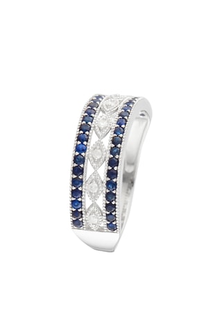 Anel Mélisandre Ouro branco, diamantes e safiras