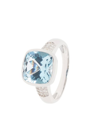 Anel Lagoa Ouro branco, diamantes e topázio