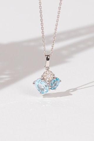 Pendente D'ici & d'ailleurs Ouro branco, diamantes e topázio