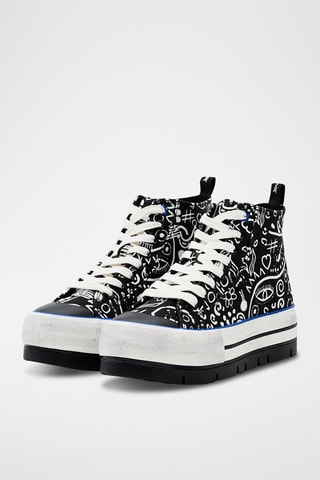 Tennis montantes plateformes Noir et blanc