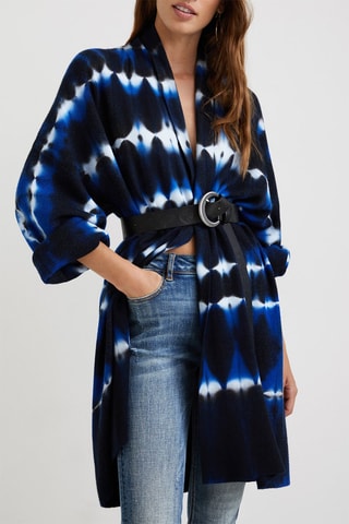 Gilet long Noir, bleu et blanc