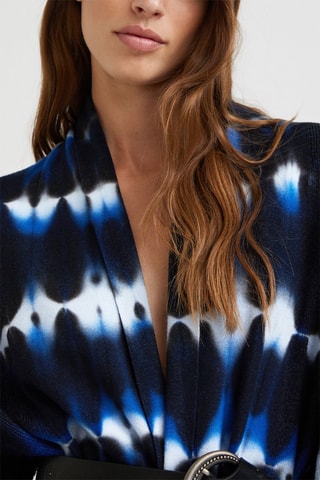 Gilet long Noir, bleu et blanc