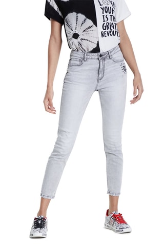 Jean slim 7/8 taille haute Gris