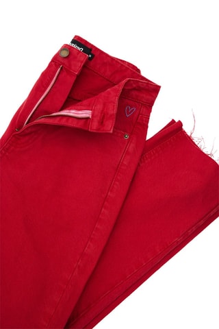 Jean wide legs taille haute Rouge