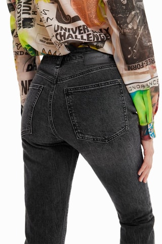 Jean droit 7/8 taille haute - Noir