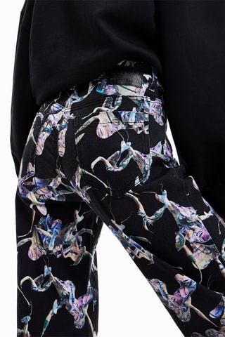 Jean wide leg taille haute - Noir et écru