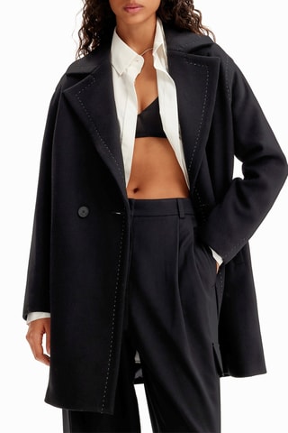 Manteau regular en laine - Noir