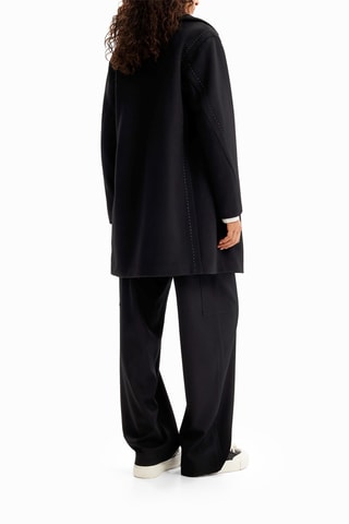 Manteau regular en laine - Noir