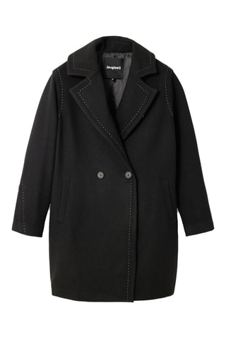 Manteau regular en laine - Noir