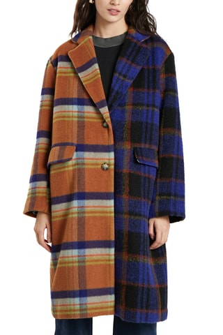 Manteau en laine 
Orange et bleu