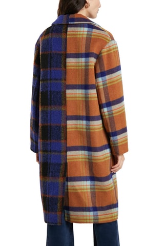 Manteau en laine 
Orange et bleu