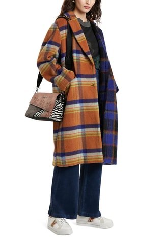 Manteau en laine 
Orange et bleu